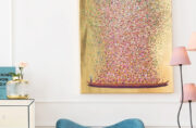 フラワーボート ゴールドピンク 100x80cm タッチドピクチャー